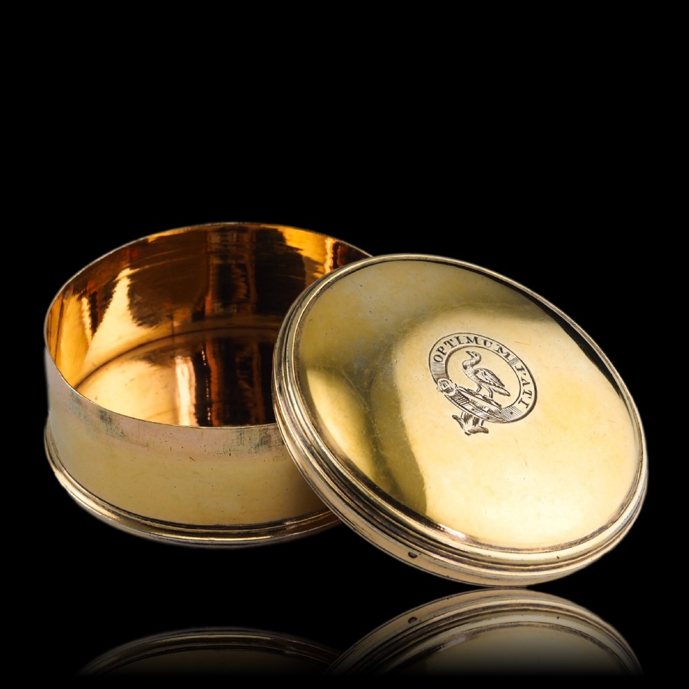 Antique Solid Silver Gilt Circular Tobacco Snuff Box - 18th Century View X