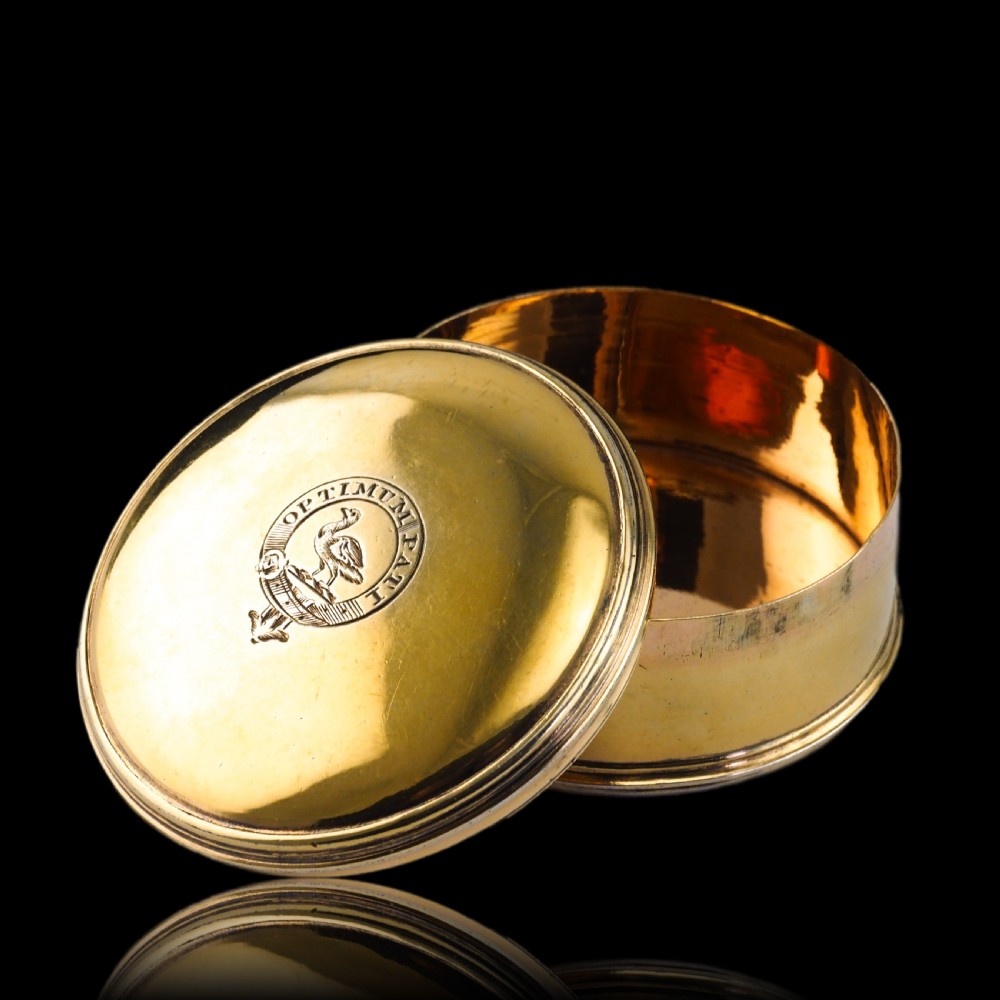 Antique Solid Silver Gilt Circular Tobacco Snuff Box - 18th Century View XI