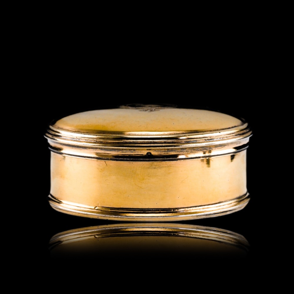Antique Solid Silver Gilt Circular Tobacco Snuff Box - 18th Century View XIV