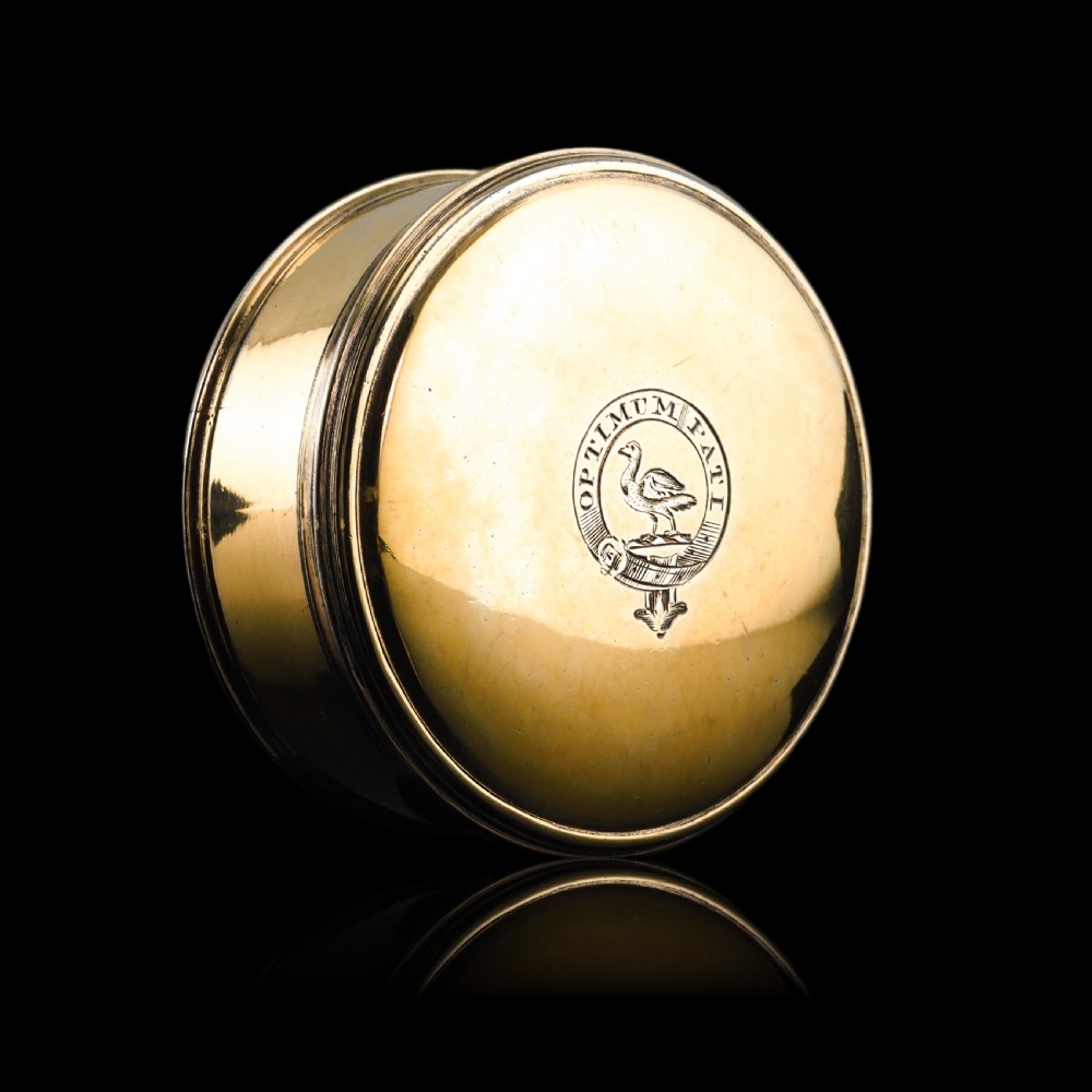 Antique Solid Silver Gilt Circular Tobacco Snuff Box - 18th Century View XVII