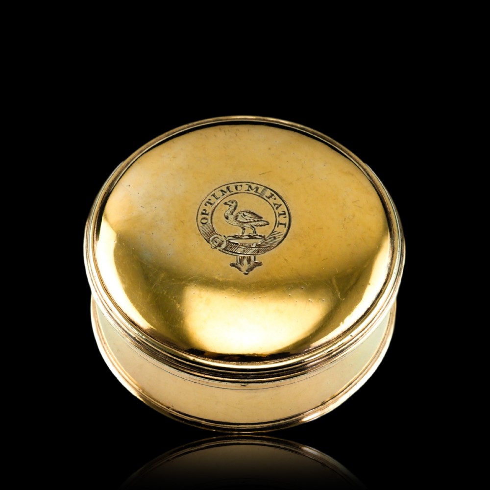 Antique Solid Silver Gilt Circular Tobacco Snuff Box - 18th Century View XVIII