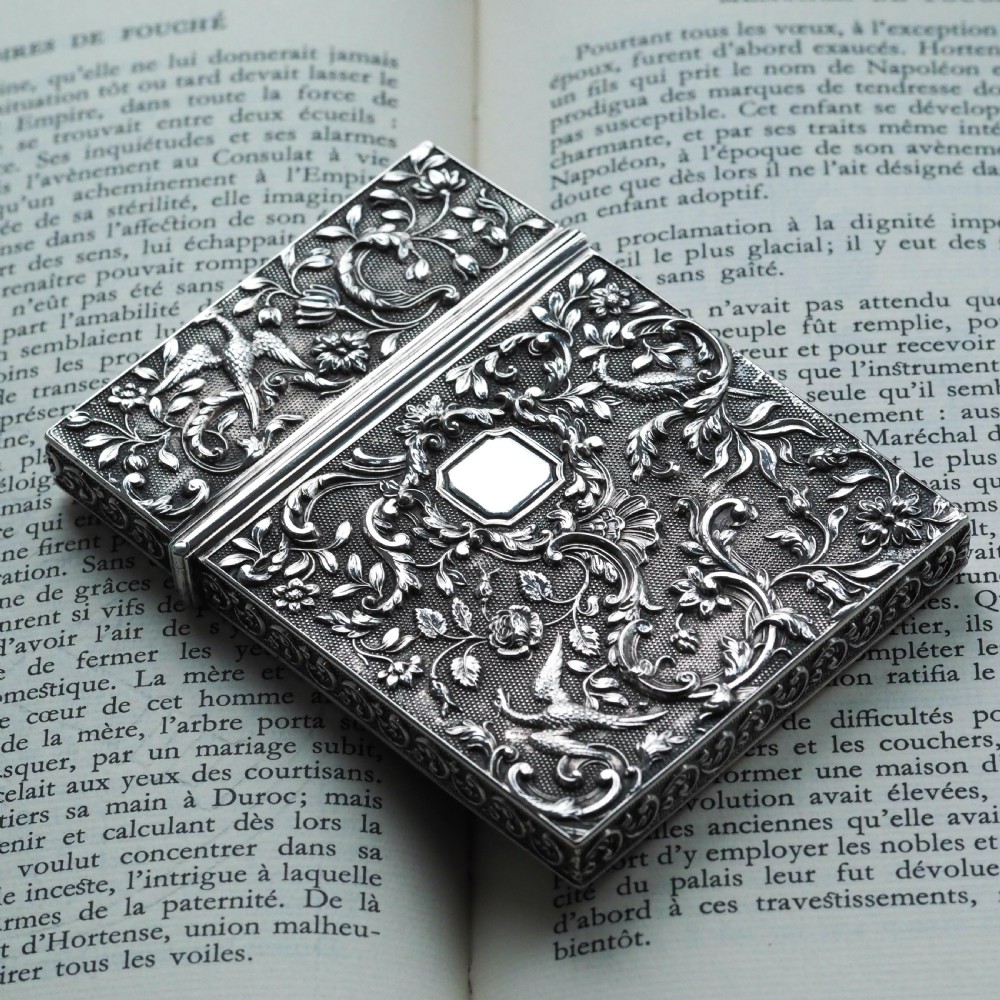 Antique Georgian Solid Silver Card Case with Gorgeous Decorations - Joseph Willmore 1836