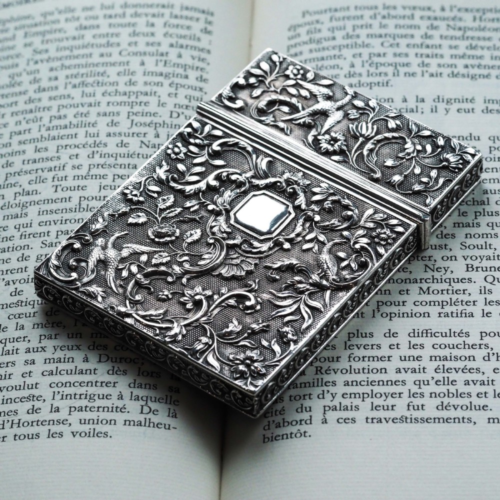 Antique Georgian Solid Silver Card Case with Gorgeous Decorations - Joseph Willmore 1836 View II