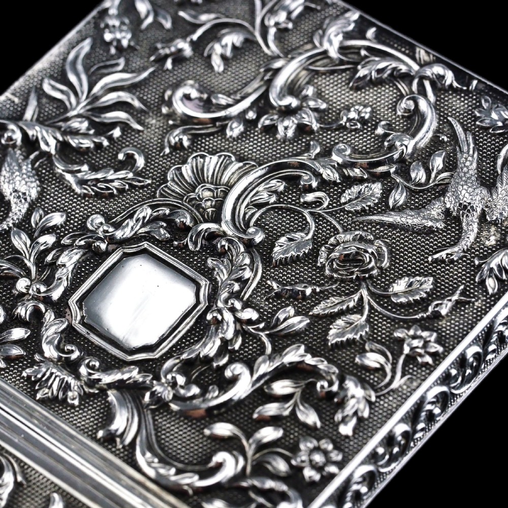 Antique Georgian Solid Silver Card Case with Gorgeous Decorations - Joseph Willmore 1836 View V