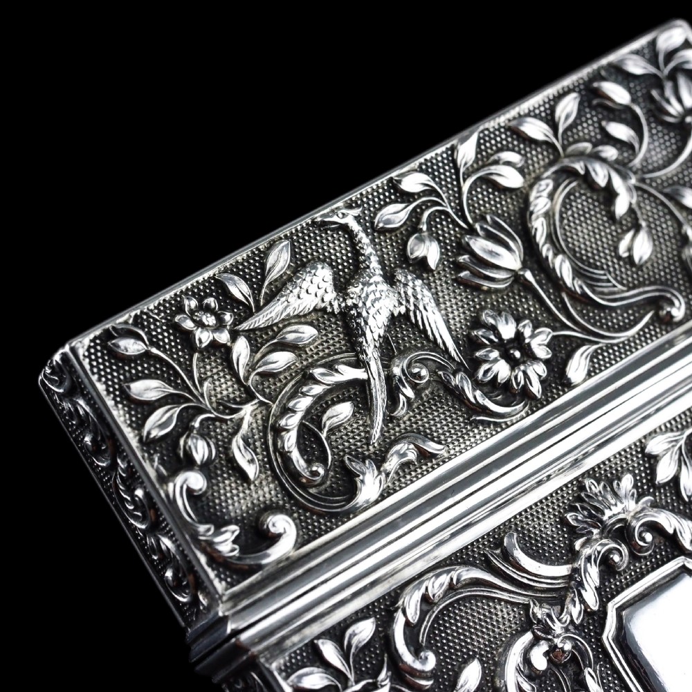Antique Georgian Solid Silver Card Case with Gorgeous Decorations - Joseph Willmore 1836 View VI