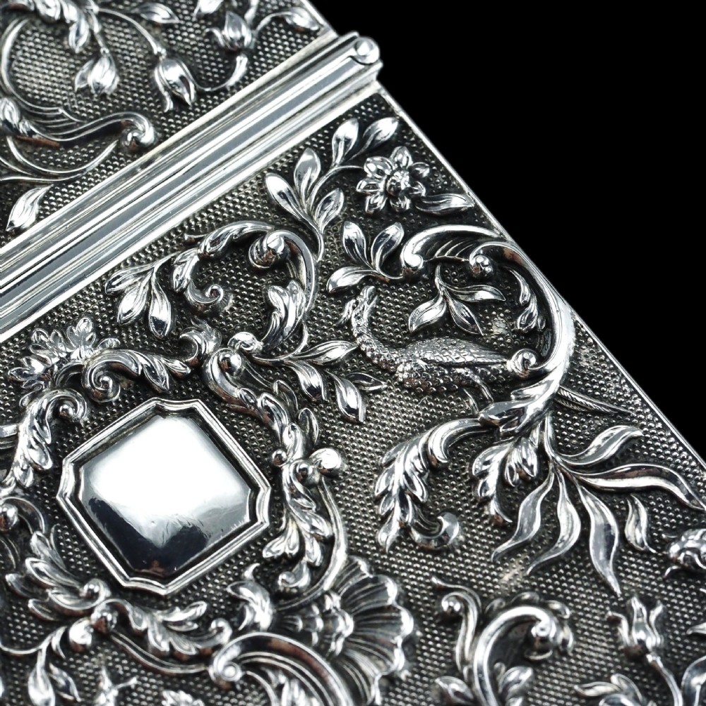 Antique Georgian Solid Silver Card Case with Gorgeous Decorations - Joseph Willmore 1836 View VII