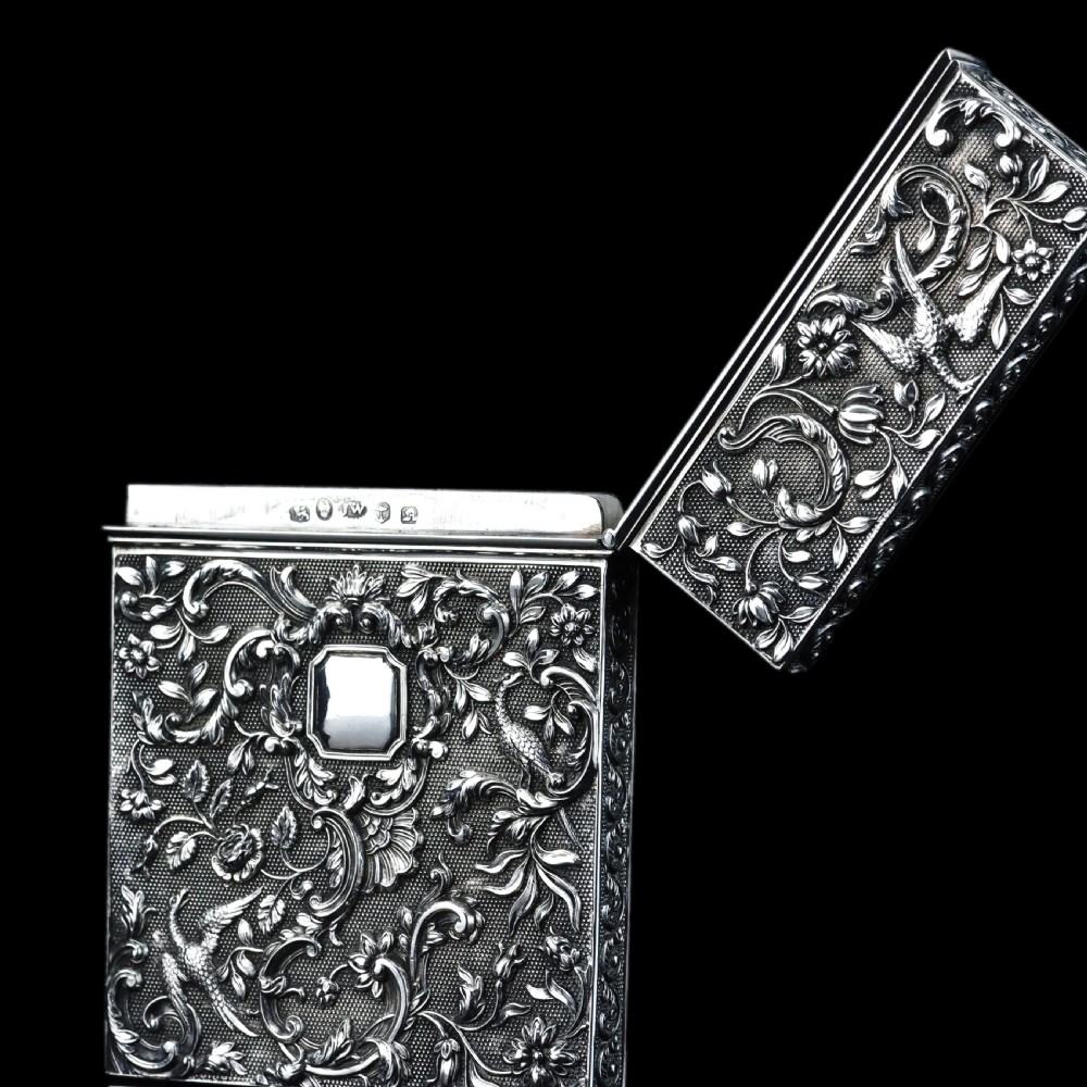 Antique Georgian Solid Silver Card Case with Gorgeous Decorations - Joseph Willmore 1836 View VIII