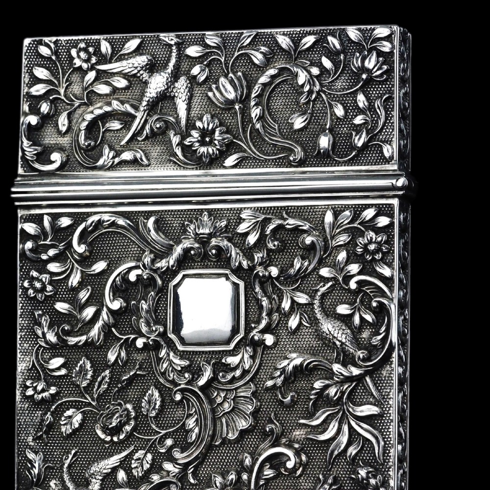 Antique Georgian Solid Silver Card Case with Gorgeous Decorations - Joseph Willmore 1836 View IX