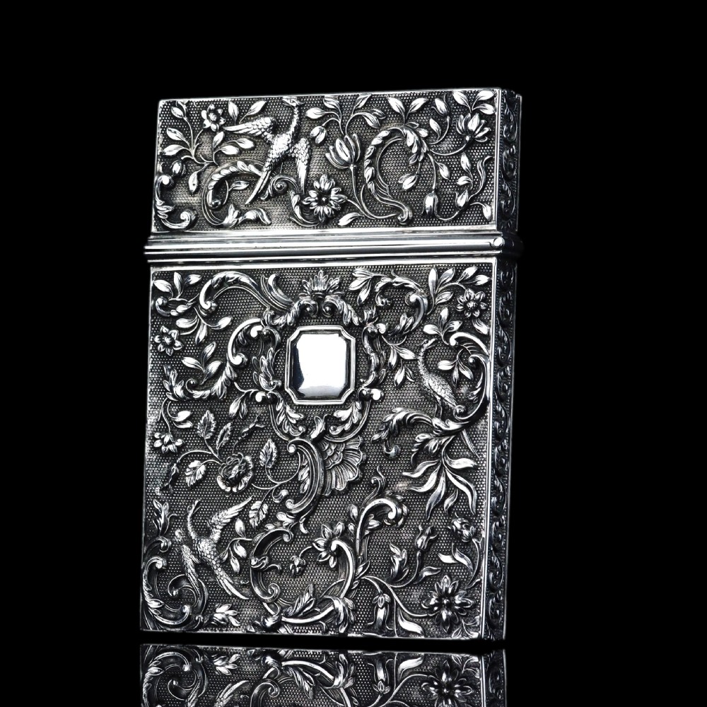 Antique Georgian Solid Silver Card Case with Gorgeous Decorations - Joseph Willmore 1836 View X