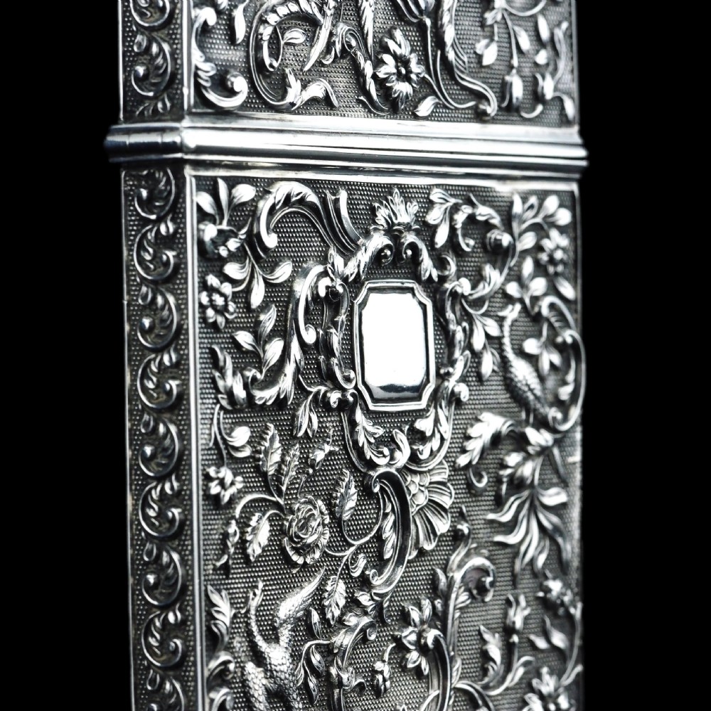 Antique Georgian Solid Silver Card Case with Gorgeous Decorations - Joseph Willmore 1836 View XI