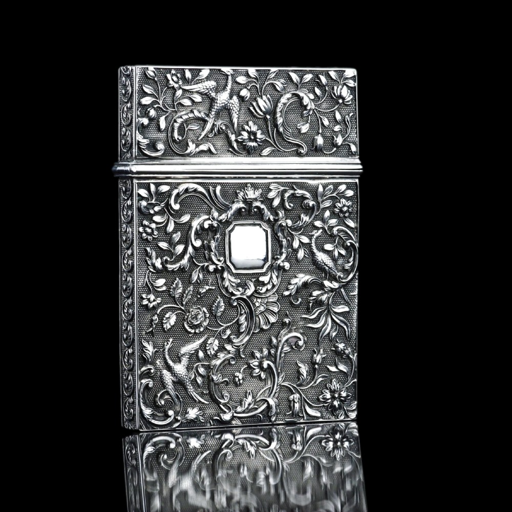 Antique Georgian Solid Silver Card Case with Gorgeous Decorations - Joseph Willmore 1836 View XIII