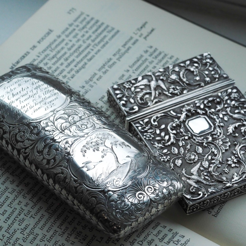 Antique Georgian Solid Silver Card Case with Gorgeous Decorations - Joseph Willmore 1836 View XIV