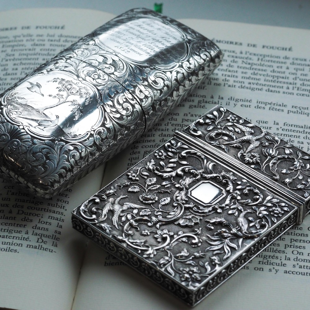 Antique Georgian Solid Silver Card Case with Gorgeous Decorations - Joseph Willmore 1836 View XV