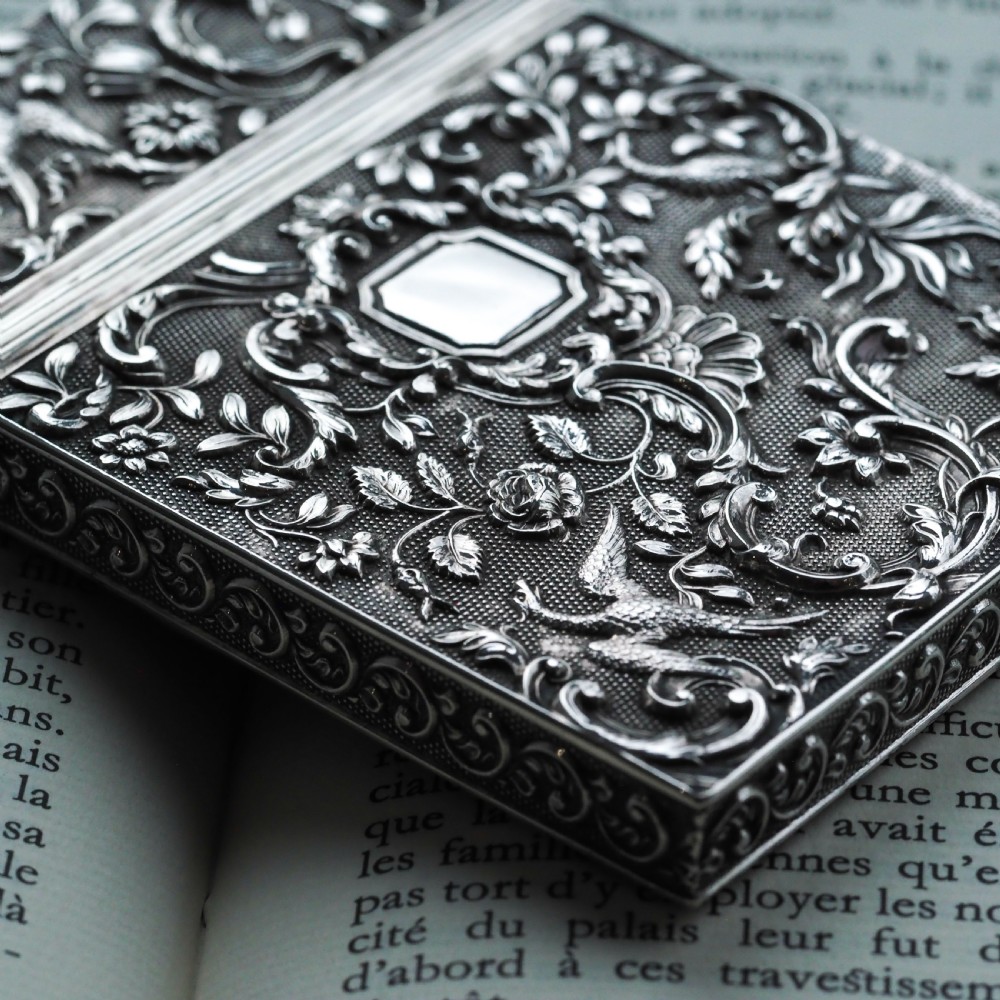 Antique Georgian Solid Silver Card Case with Gorgeous Decorations - Joseph Willmore 1836 View XVIII