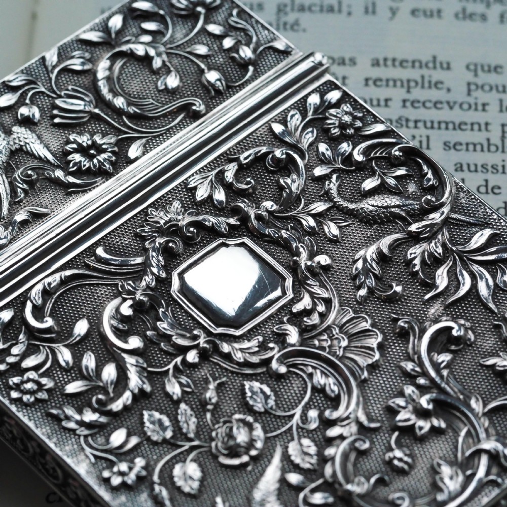 Antique Georgian Solid Silver Card Case with Gorgeous Decorations - Joseph Willmore 1836 View XIX