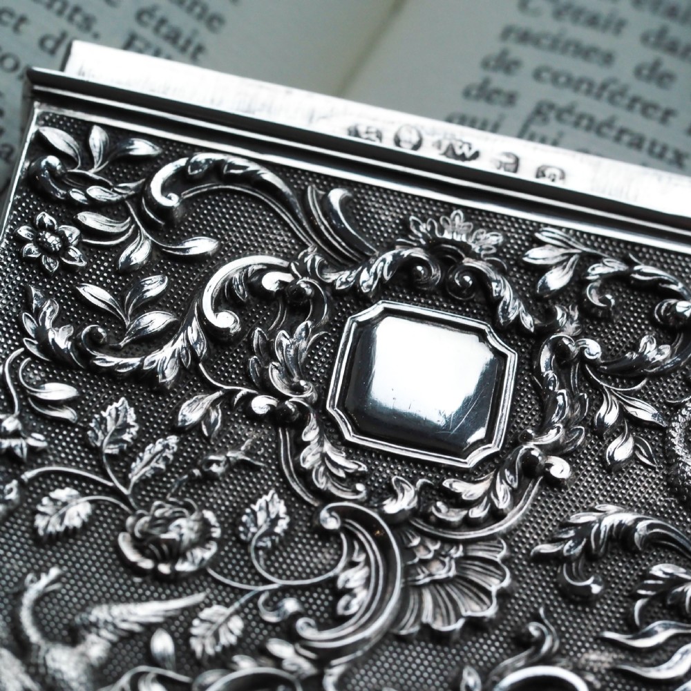 Antique Georgian Solid Silver Card Case with Gorgeous Decorations - Joseph Willmore 1836 View XX