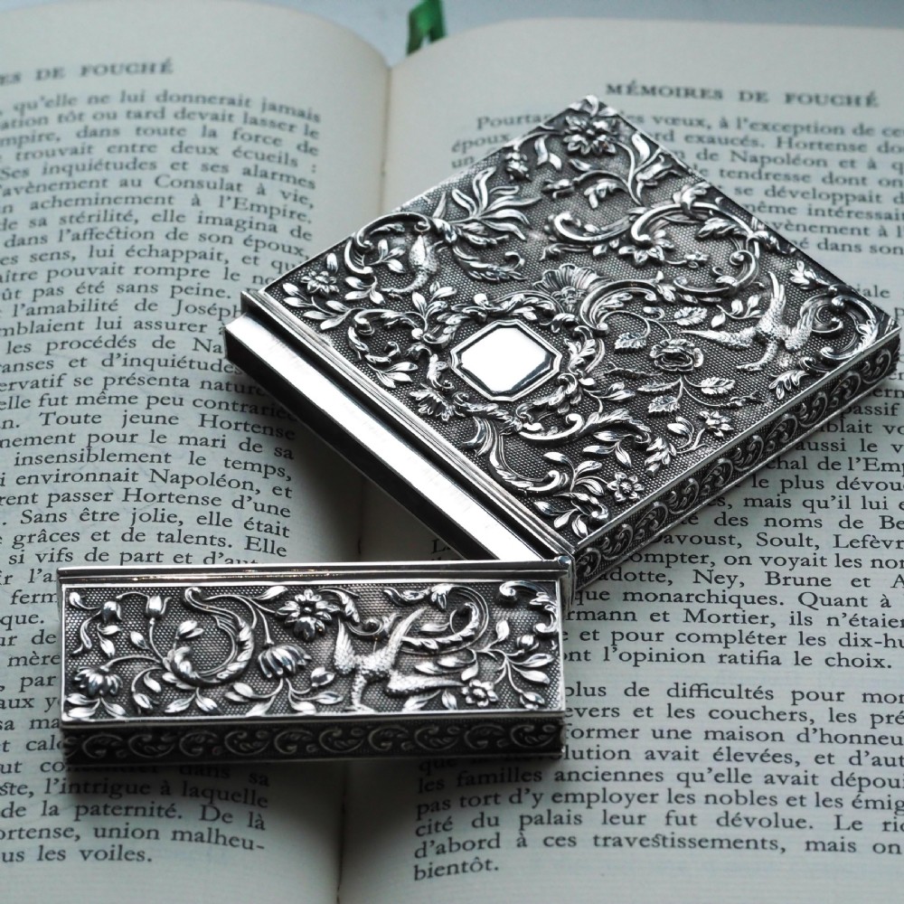 Antique Georgian Solid Silver Card Case with Gorgeous Decorations - Joseph Willmore 1836 View XXI