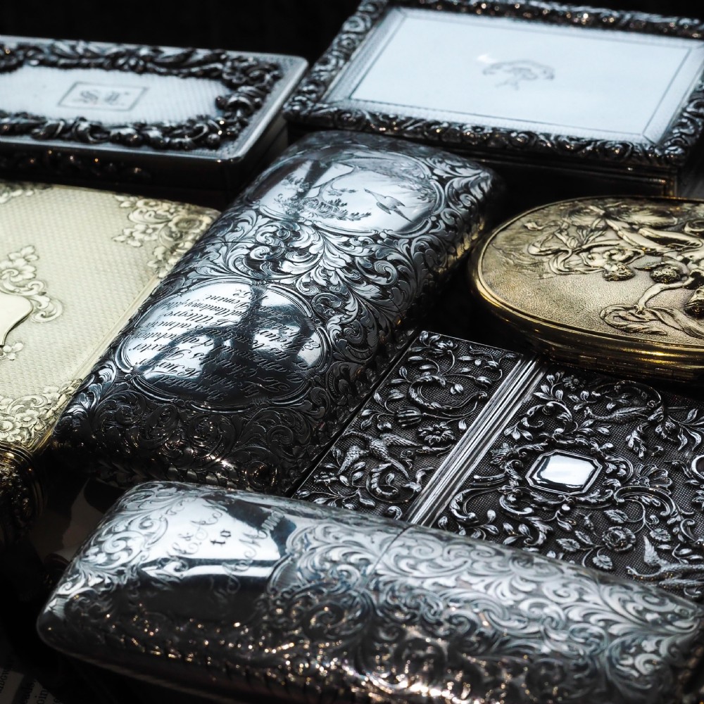 Antique Georgian Solid Silver Card Case with Gorgeous Decorations - Joseph Willmore 1836 View XXIII