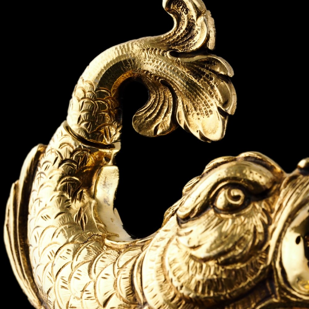 Sterling Silver Gilt Salt and Pepper Shakers in the form of Fish/Dolphin View IV