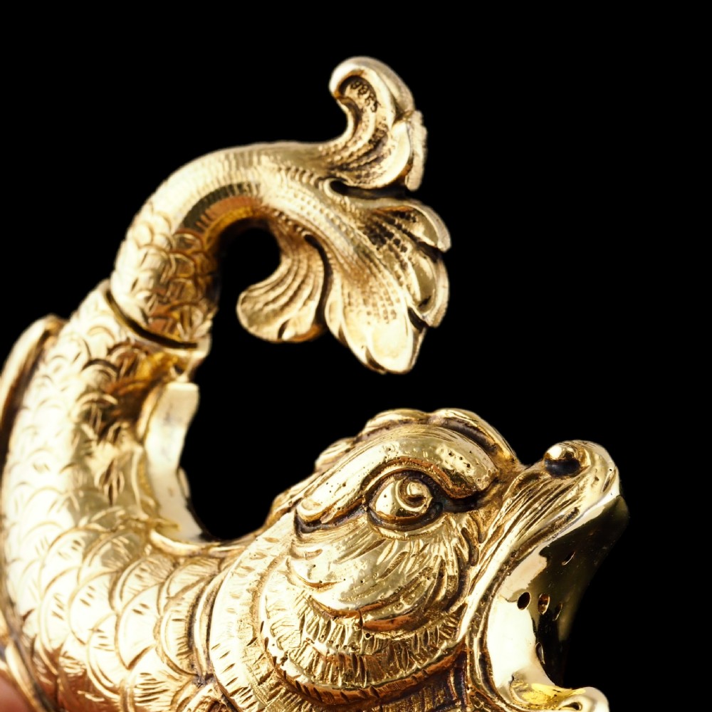 Sterling Silver Gilt Salt and Pepper Shakers in the form of Fish/Dolphin View VIII
