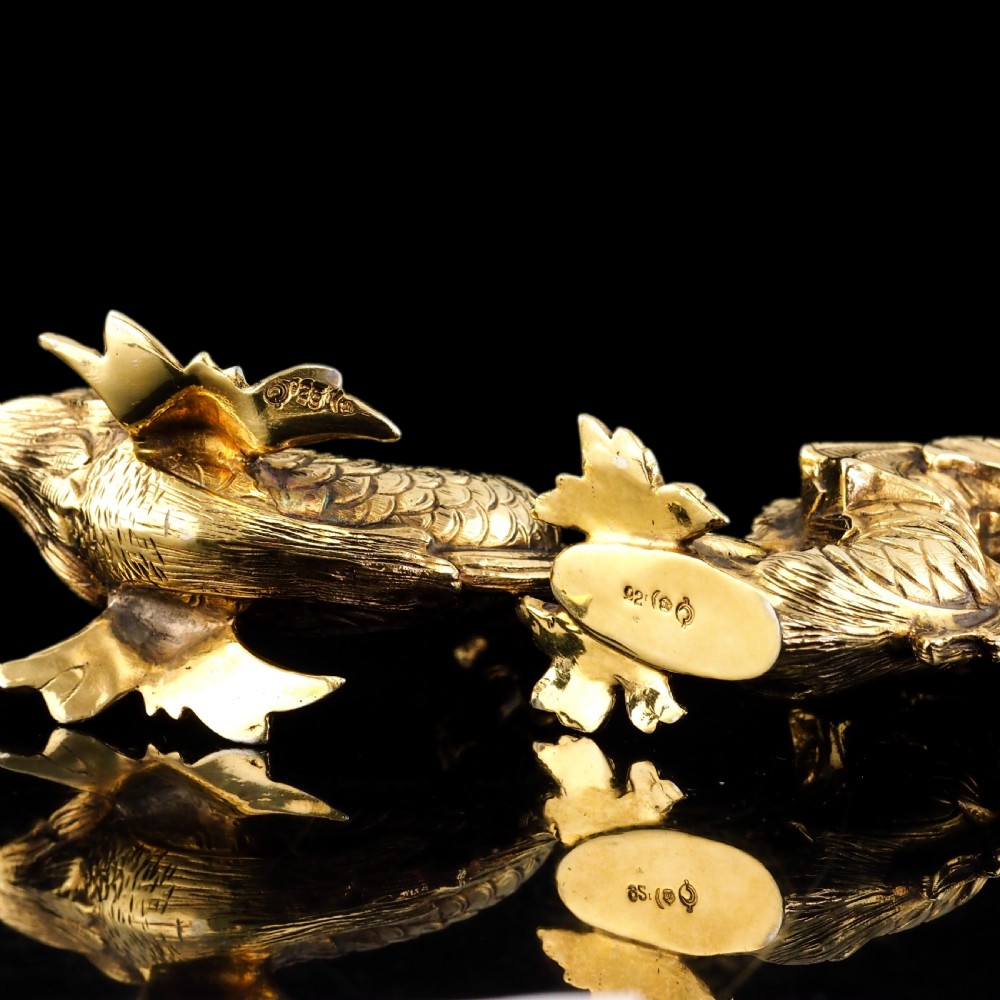 Sterling Silver Gilt Salt and Pepper Shakers in the form of Fish/Dolphin View XI