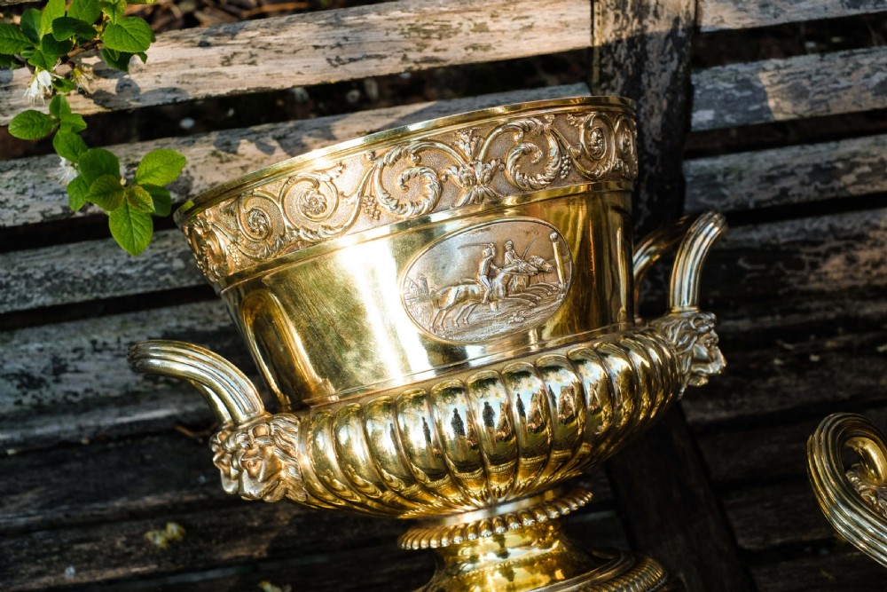Antique Georgian Solid Silver Gilt Cup/Champagne Cooler 7.9kg - William Burwash 1818 View IX