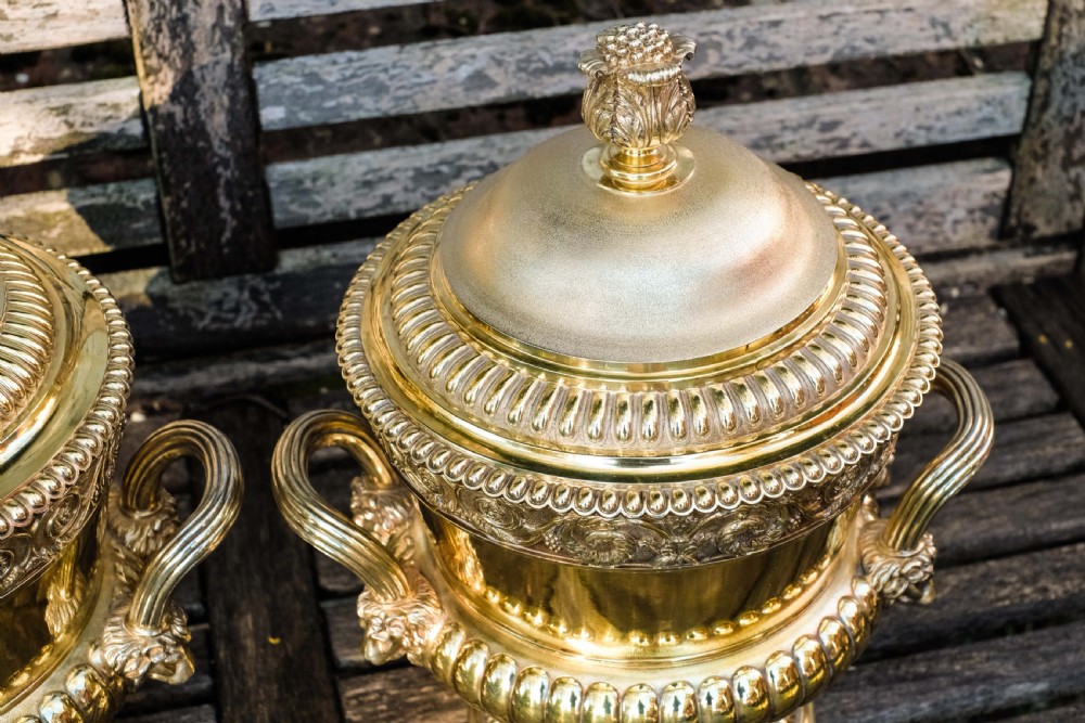 Antique Georgian Solid Silver Gilt Cup/Champagne Cooler 7.9kg - William Burwash 1818 View XIII