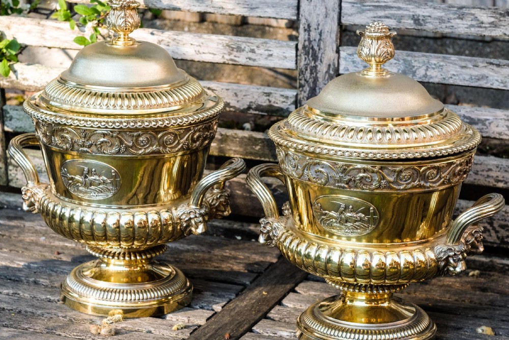 Antique Georgian Solid Silver Gilt Cup/Champagne Cooler 7.9kg - William Burwash 1818 View XVI