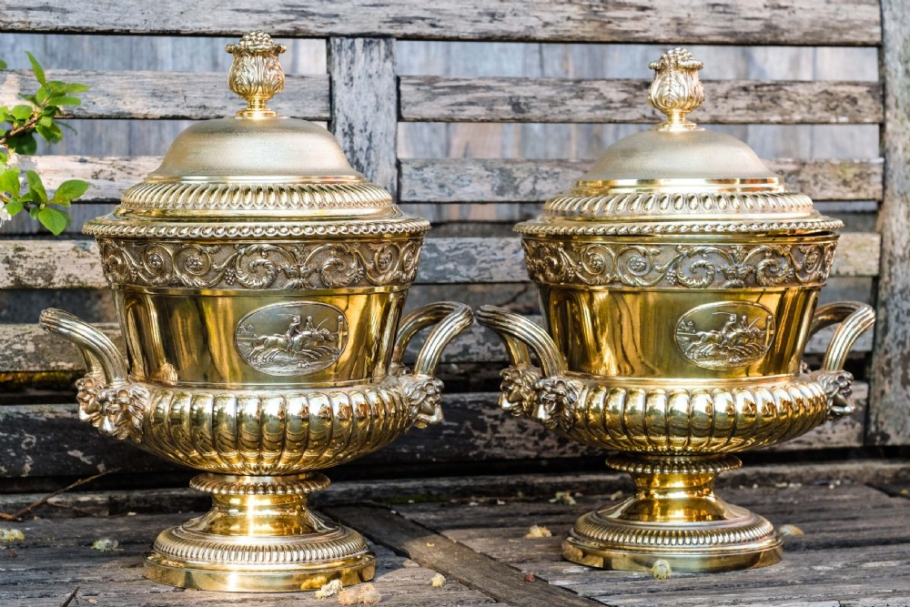 Antique Georgian Solid Silver Gilt Cup/Champagne Cooler 7.9kg - William Burwash 1818 View XVIII