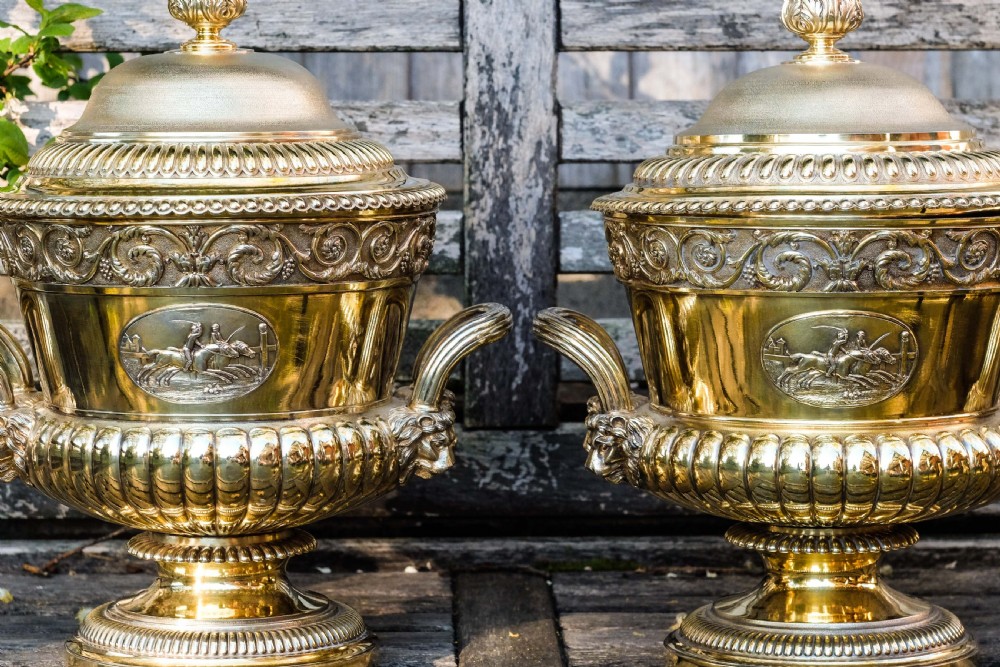 Antique Georgian Solid Silver Gilt Cup/Champagne Cooler 7.9kg - William Burwash 1818 View XIX