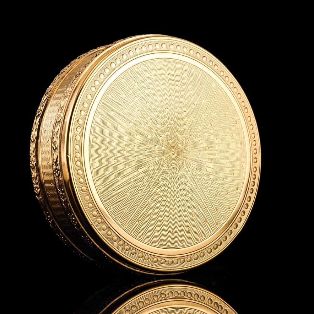 Antique French Solid Silver Gilt Vermeil Circular Box - c.1900