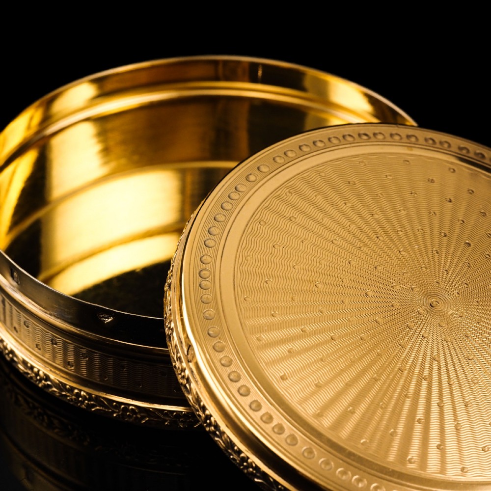 Antique French Solid Silver Gilt Vermeil Circular Box - c.1900 View II