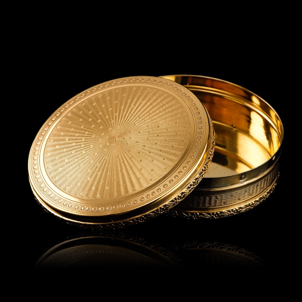 Antique French Solid Silver Gilt Vermeil Circular Box - c.1900 View XIII