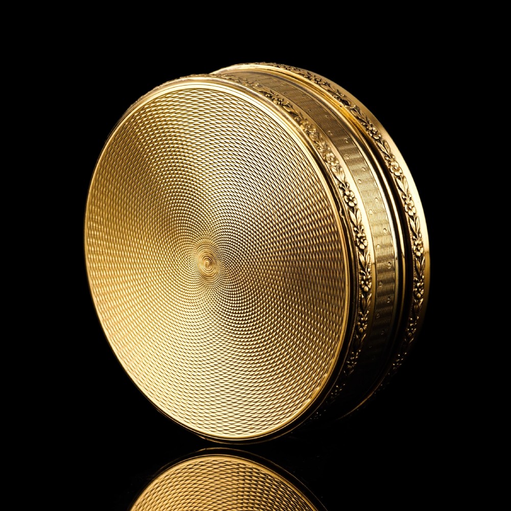 Antique French Solid Silver Gilt Vermeil Circular Box - c.1900 View XXIV