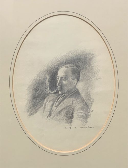 fig 2. SUPERB ORIGINAL 19thc ENGLISH SCHOOL PENCIL PORTRAIT PAINTING OF A SMOKING GENT