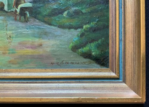 POSSIBLY IRISH UNUSUAL ORIGINAL SIGNED MID20THC OIL ON CANVAS VILLAGE PAINTING - ADDITIONAL PHOTO 8