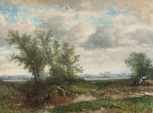 fig 4. 'On The Edge Of The Common' Superb Original 19thc Watercolour landscape Painting