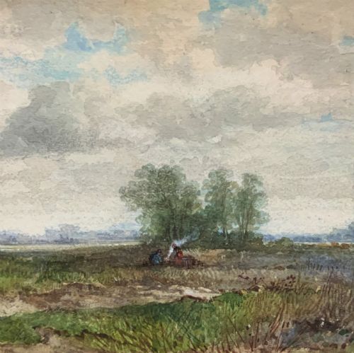 fig 5. 'On The Edge Of The Common' Superb Original 19thc Watercolour landscape Painting