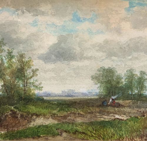 fig 6. 'On The Edge Of The Common' Superb Original 19thc Watercolour landscape Painting