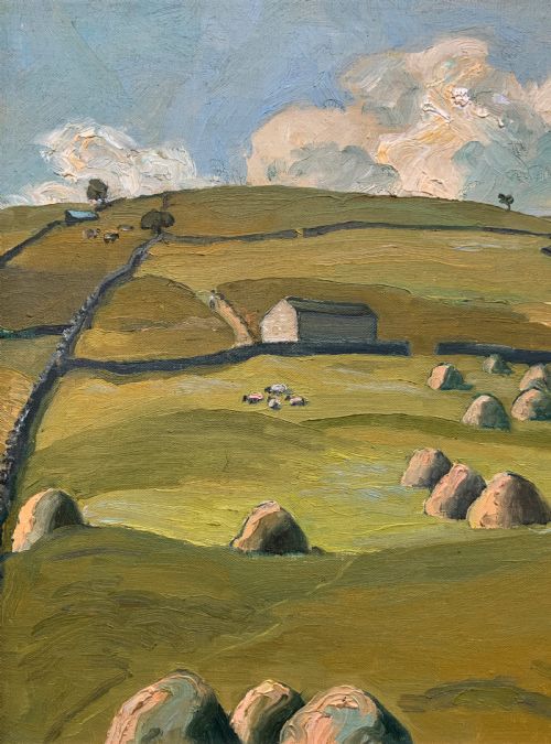 fig 2. A Quality 1945 Yorkshire dales Hillside Impressionist Landscape Oil Painting