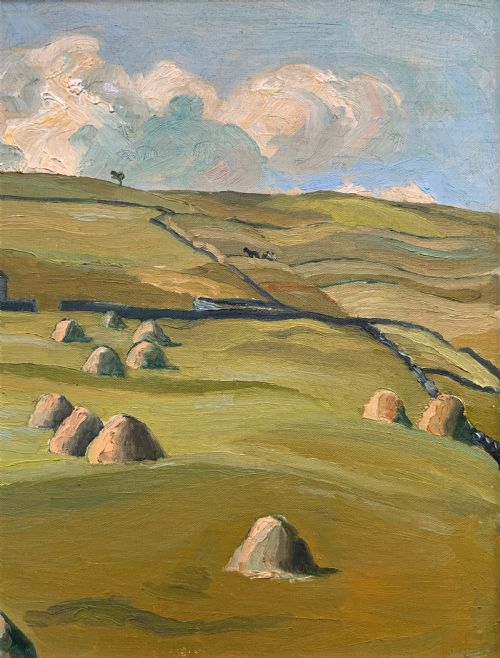 fig 4. A Quality 1945 Yorkshire dales Hillside Impressionist Landscape Oil Painting