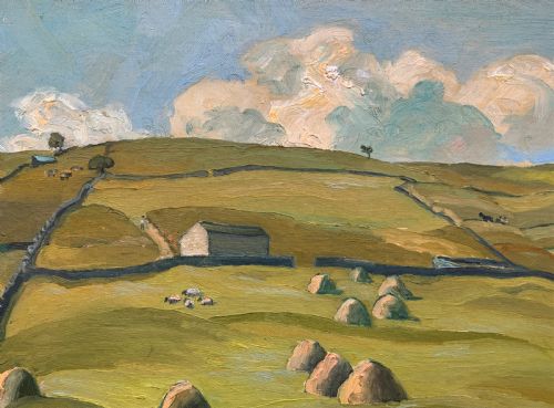 fig 5. A Quality 1945 Yorkshire dales Hillside Impressionist Landscape Oil Painting