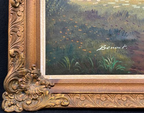 HUGE IMPRESSIVE MID 20TH CENTURY COUNTRY DUTCH WINDMILL LANDSCAPE OIL PAINTING - ADDITIONAL PHOTO 8