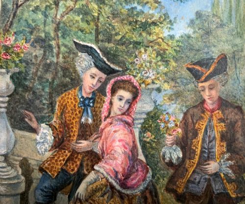fig 4. Incredible Quality 19thc Group Portrait Watercolour Painting Of 3 Georgian Folks