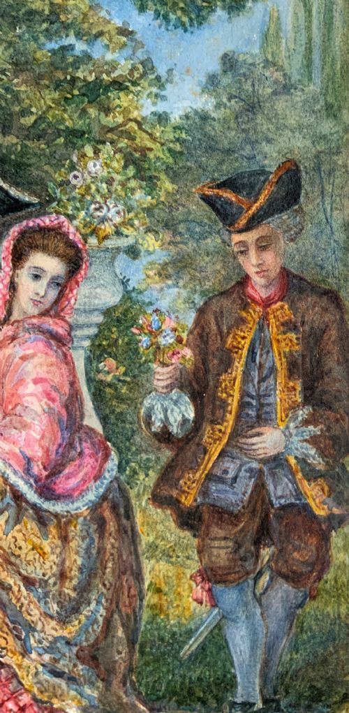 fig 7. Incredible Quality 19thc Group Portrait Watercolour Painting Of 3 Georgian Folks