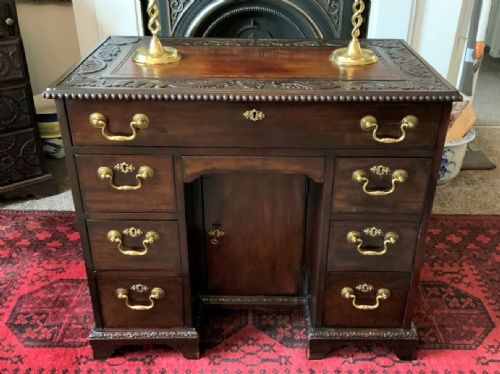 fig 1. Small Cuban mahogany Georgian Kneehole Writing Desk Jewell's of Holborn, London