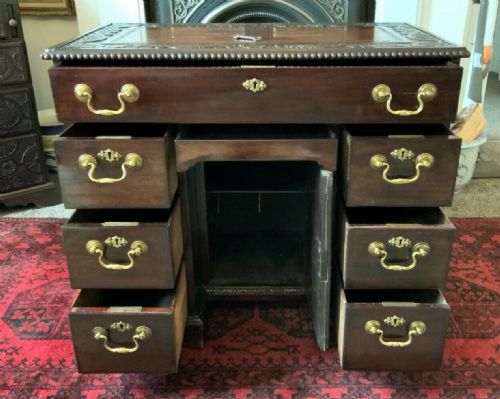 fig 4. Small Cuban mahogany Georgian Kneehole Writing Desk Jewell's of Holborn, London