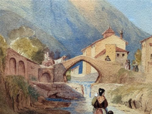 NORTHERN ITALY LATE 19TH CENTURY ORIGINAL LANDSCAPE WATERCOLOUR PAINTING - ADDITIONAL PHOTO 5
