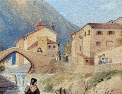 NORTHERN ITALY LATE 19TH CENTURY ORIGINAL LANDSCAPE WATERCOLOUR PAINTING - ADDITIONAL PHOTO 6