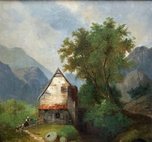 fig 2. Superb Quality Original 19thc Mountainous Valley Landscape Oil Painting